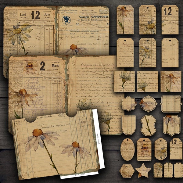 Vintage Botanical Junk Journal Kit: Printable Ephemera (Digital Download)