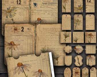 Vintage Botanische Junk Journal Kit: Druckbare Ephemera (Digitaler Download)