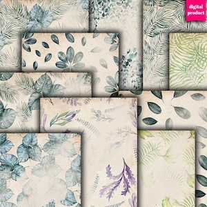 DIGITAAL Vintage Botanisch Papier voor Junk Journals - Afdrukbare Vintage Leaf Papers - VBM2714