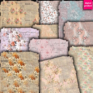 DIGITALE Bloemen Ephemera voor Junk Journals - Printable Vintage Floral Ephemera - Digitale Bloemen Papers Download - VBM2709