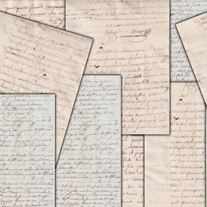 DIGITAL 1700's Handwritten French Letters - Printable Handwritten Junk Journal Ephemera - Digital Handwritten Documents- VBM2867