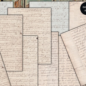 DIGITAL Antique 1700's Handwritten French Letters - Printable Handwritten Junk Journal Ephemera - Digital Handwritten Documents- VBM2864