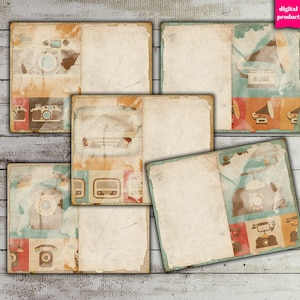Grunge Retro Junk Journal Pages: Vintage Ephemera Kit (Digital Download)
