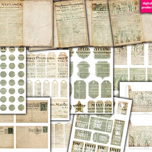 DIGITAL Grunge Faded Junk Journal Kit Télécharger - Printable vintage Junk Journal Ephemera- VBM2627