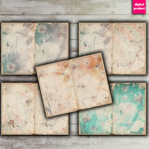 DIGITAL Daisy Grunge Junk Journal Pages - Effimero floreale Grunge stampabile - VBM2698