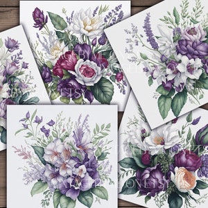 DIGITAL Floral Paper, Botanical Ephemera, Printable Floral Junk Journal Kit, Watercolor Florals, Roses, Leaves, Botanicals - VBM2946
