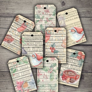 DIGITAL Christmas Gift Tags - Digital Collage Sheet Download