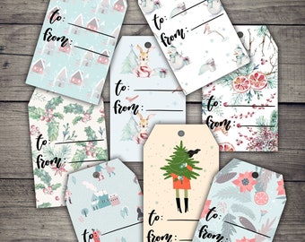 DIGITAL Printable Christmas Gift Tags - Digital Collage Sheet Download