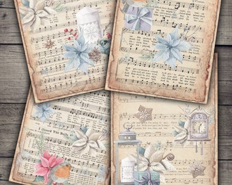 DIGITAL Christmas Music Sheets - Digital Collage Sheet Download