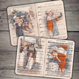 Vintage Christmas Children Digital Collage Sheet (Digital Download)