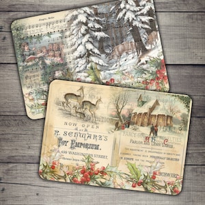 Vintage Christmas Junk Journal Pages: Printable Collage Sheet (Digital Download)
