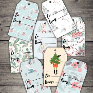 DIGITAL Printable Christmas Gift Tags - Digital Collage Sheet Download
