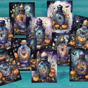 Halloween Junk Journal Kit: Spooky Potions, Pumpkins, Bats (Digital Download)