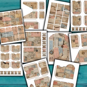 Junk Journal Kit, Vintage Tickets, Folio, Umschläge, Post Ephemera, Printable Junk Journal Kit, Grunge Post Collage Sheet - VBM3238