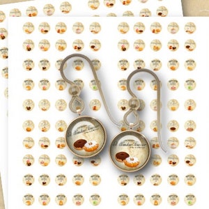 DIGITALE französische Patisserie 1/2 Zoll Kreise für Schmuckanhänger - Digital Collage Sheet Download -744- Instant Download Printables