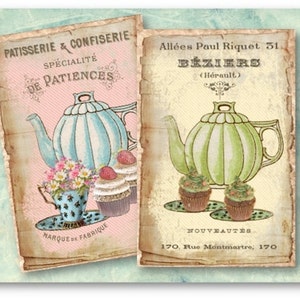 DIGITAL French Cupcakes Tea Party - Digital Collage Sheet Download 854 - Instant Download Printables