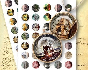 DIGITAL Paris 1 inch Circles - Digital Collage Sheet Download