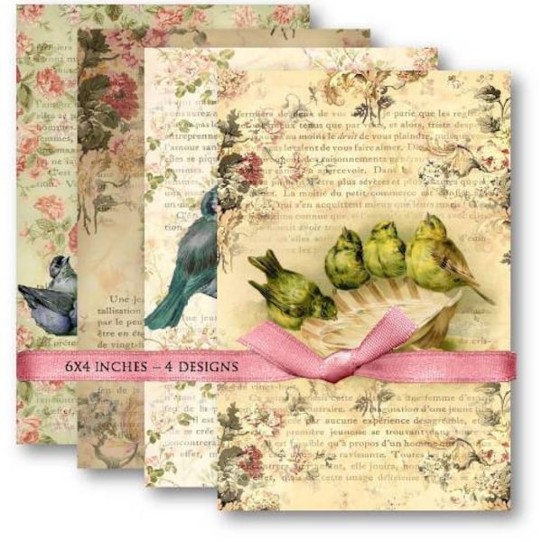 DIGITAL Vintage Birds Digital Collage Sheet Download -475- Digital Paper - Instant Download Printables