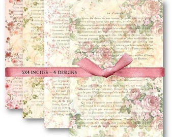 Elementos florales franceses efímeros: Lámina de collage digital (Descarga digital)