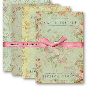 DIGITAL Shabby Chic Carte Postale - Digital Collage Sheet Download -457- Digital Paper - Instant Download Printables