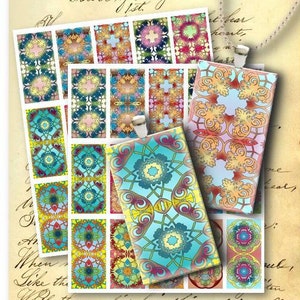 Mandala Domino Tile Images: Jewelry Pendants Collage Sheet (Digital Download)