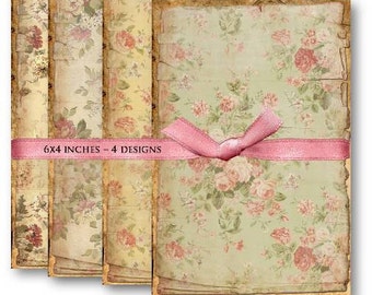 DIGITAL Vintage Floral Backgrounds - Digital Collage Sheet Download -455- Digital Paper - Instant Download Printables