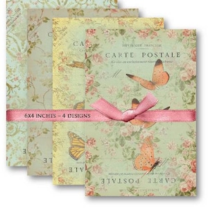 DIGITAL Butterfly Carte Postale - Digital Collage Sheet Download -460- Digital Paper - Instant Download Printables