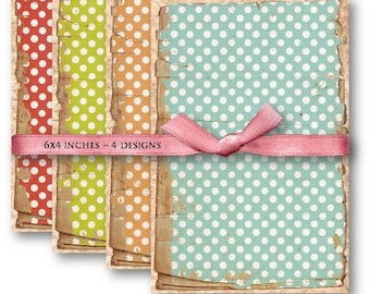 Shabby Polka Dot Digital Paper: Collage Sheet (Digital Download)
