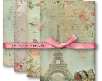 DIGITAL Vintage French Ephemera Digital Collage Sheet Download -507- Digital Paper - Instant Download Printables