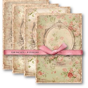 Papel digital floral vintage: Fondos de collage (descarga digital)