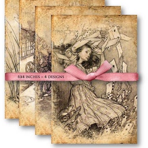DIGITAL Alice in Wonderland - Digital Collage Sheet Télécharger -655- Papier numérique - Instant Download Printables
