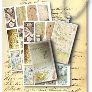 DIGITALE digitale beelden - Digitale Collage Sheet Download - World Maps 1x2 inch - 423 voor sieraden hangers - Instant Download Printables