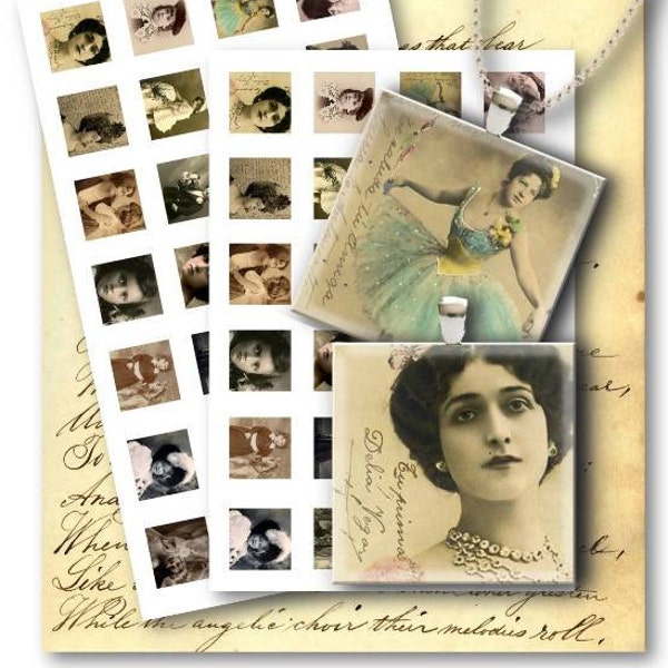 DIGITAL Old Photography 1 inch square - Digital Collage Sheet Download