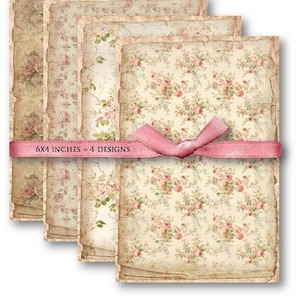 Floral Shabby Backgrounds - Digital Collage Sheet Download -595- Digitales Papier - Instant Download Printables