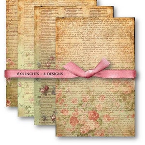 DIGITAL Vintage Cartas Digital Collage Hoja Descargar -589- Papel Digital - Descarga Instantánea Imprimibles