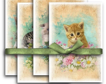 DIGITAL Cats Digital Collage Sheet Download -1133- Digital Paper - Instant Download Printables