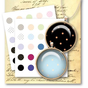 DIGITAL Polka Dot 1 inch Circle for Jewelry Pendants Digital Collage Sheet Download 418 Instant Download Printables image 1