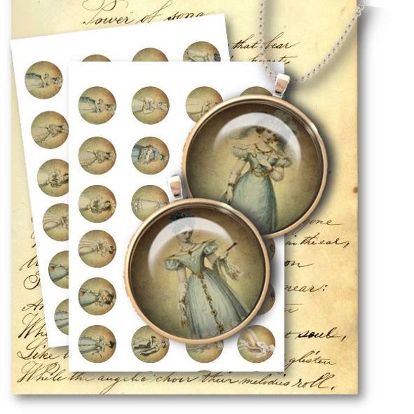 DIGITAL Jane Austen 1 inch circles - Digital Collage Sheet Download