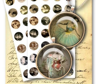 DIGITAL Photo Nostalgia 1 inch circles - Digital Collage Sheet Download