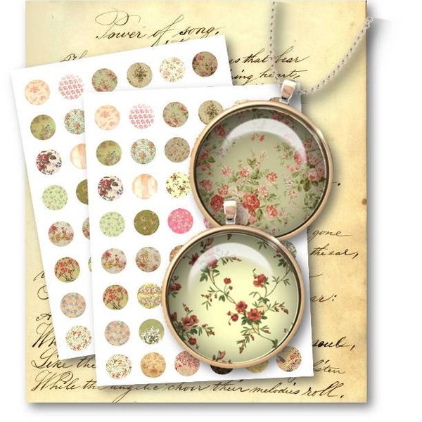 DIGITALER Vintage Floral 1 Zoll Kreis für Schmuck Anhänger - Digitale Collage Sheet Download -17- Sofortiger Download Ausdrucke