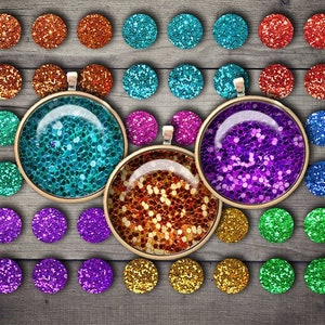 Digital Printable Glitter 1 inch Circles for Jewelry Pendants - Digital Collage Sheet Télécharger