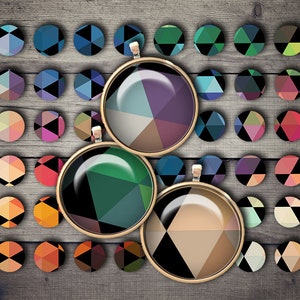 DIGITAL Printable Geometric 1 inch Circles for Jewelry Pendants - Digital Collage Sheet Download