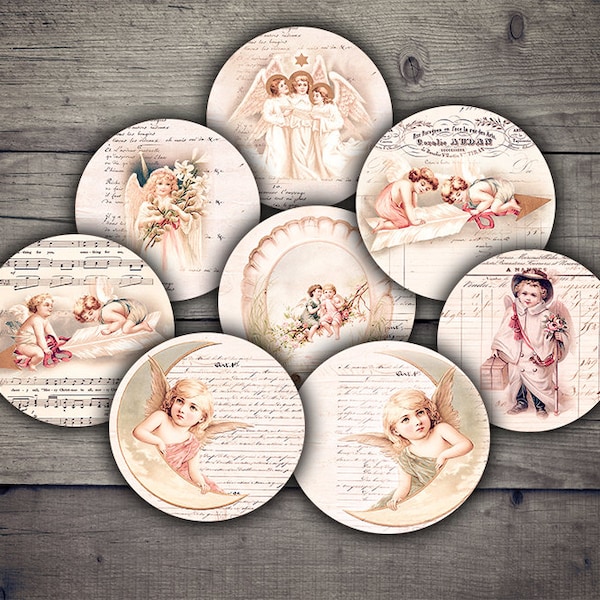 DIGITAL Angels 2.5" Circles Digital Collage Sheet Download - Printables