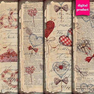 DIGITAL vintage Valentines Junk Journal Ephemera - Printable Valentines Collage Sheet - VBM2409