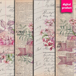 DIGITAL Floral Ephemera - Printable Vintage Floral Papers Download - VBM2443
