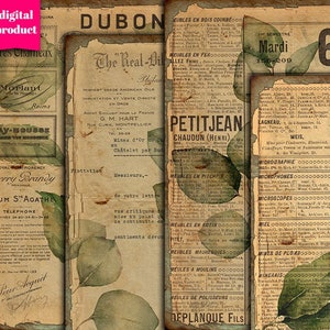 DIGITAL vintage Botanical Ephemera - Imprimable Grunge Botanical Junk Journal Ephemera - VBM2528