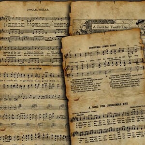 DIGITALE Vintage Weihnachtsnoten Noten - Printable Weihnachten Junk Journal Grafiken - VBM2231