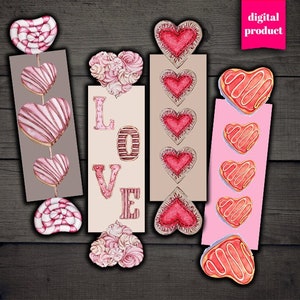Marcadores DIGITAL de San Valentín - Descarga de hoja de collage de San Valentín imprimible - VBM2396
