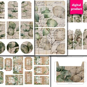 Digital vintage Botanical Junk Journal Kit - Éphéméride botanique imprimable pour junk journals - VBM2524