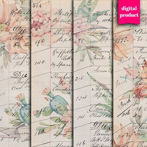 DIGITAL Floral Ephemera - Imprimible Vintage Floral Papers Descargar - VBM2445